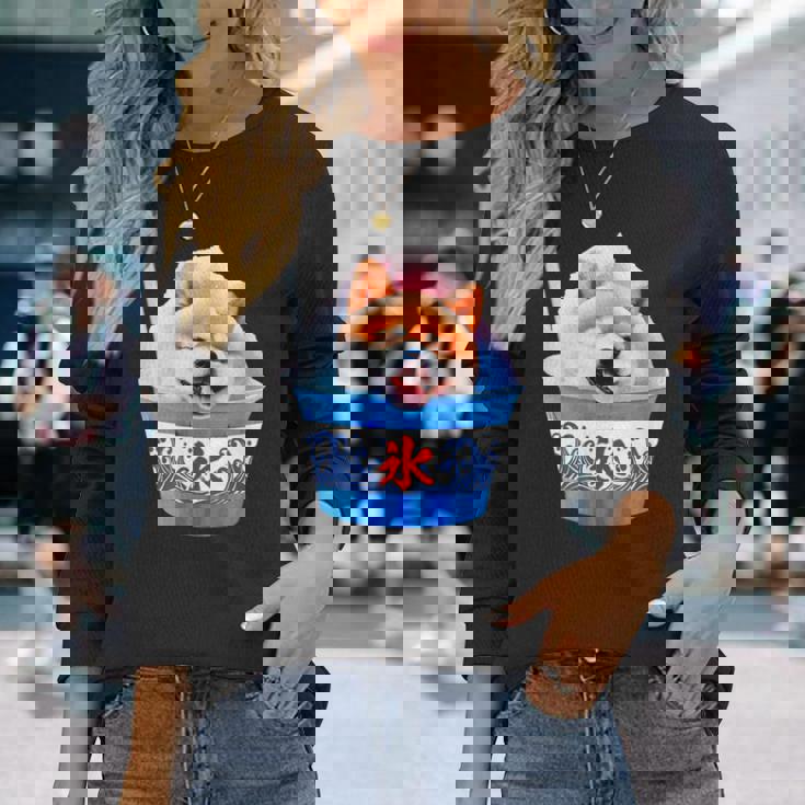 面白いtシャツ 柴犬 かき氷 イヌ わんこ メンズ 犬好き グッズ かわいい おもしろ 面白い 服 ネタ 夏 長袖Tシャツ 彼女への贈り物