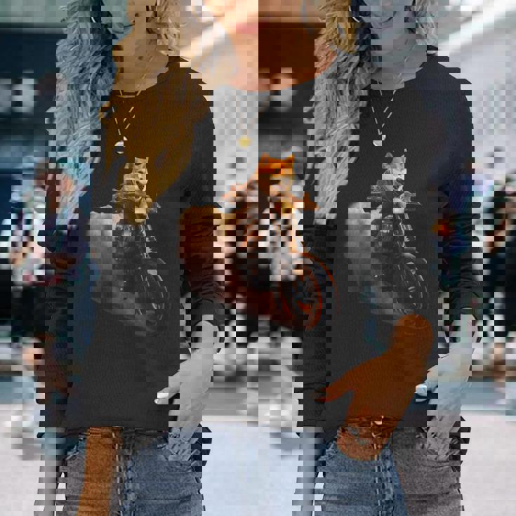 面白いtシャツ 柴犬 バイク イヌ わんこ メンズ 犬好き グッズ かわいい おもしろ 面白い 服 ネタ 長袖Tシャツ 彼女への贈り物