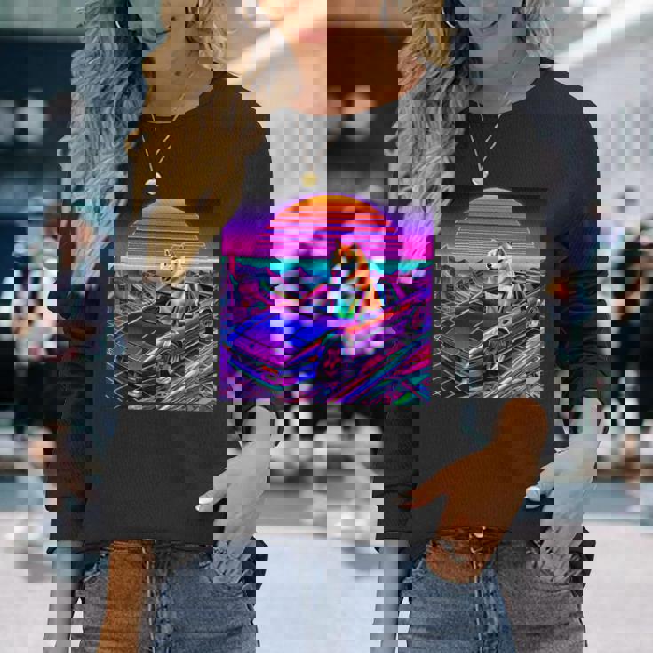 面白いtシャツ 柴犬 車 イヌ わんこ メンズ 犬好き グッズ かわいい おもしろ 面白い 服 ネタ 長袖Tシャツ 彼女への贈り物