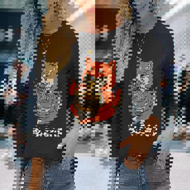 面白いtシャツ 犬 わんこ そば ラーメンメンズ 犬好き グッズ かわいい おもしろ 面白い 服 ネタ 長袖Tシャツ 彼女への贈り物