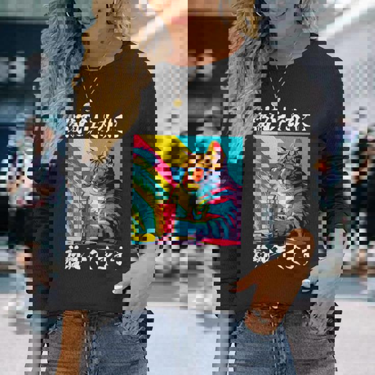 面白いtシャツ 猫 ネコ メンズ 猫好き グッズ おもしろ 面白い 服 ネタ にゃんこ 猫の下僕 長袖Tシャツ 彼女への贈り物