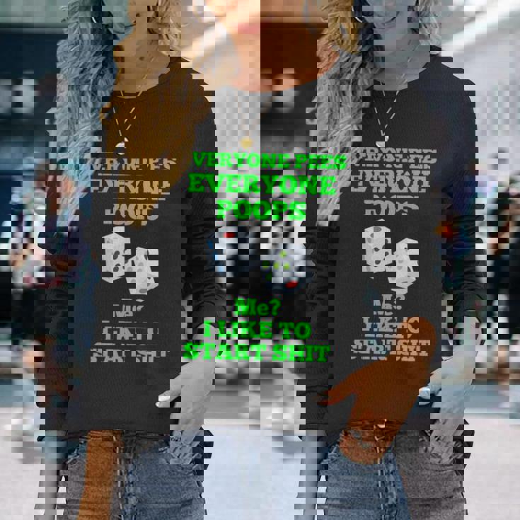 面白いカジノギフト、面白いうんちギフト、うんちとおしっこユーモア 長袖tシャツ 長袖Tシャツ 彼女への贈り物