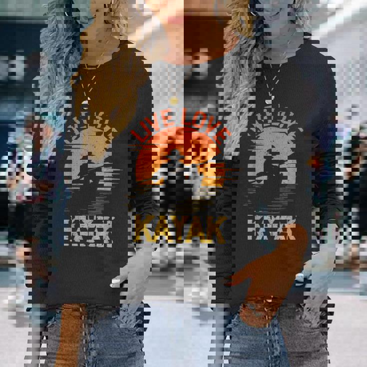 面白いカヤック愛好家 カヤックライブ ラブカヤック 長袖Tシャツ 彼女への贈り物