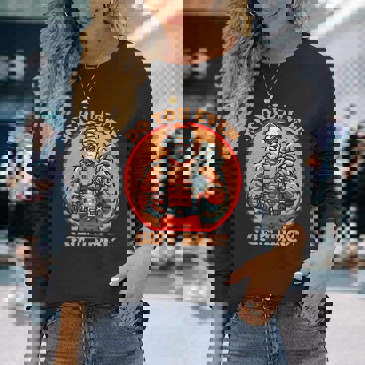 面白いクリスマス ウエイトリフティング ボディビルディング 筋肉質サンタ 長袖Tシャツ 彼女への贈り物