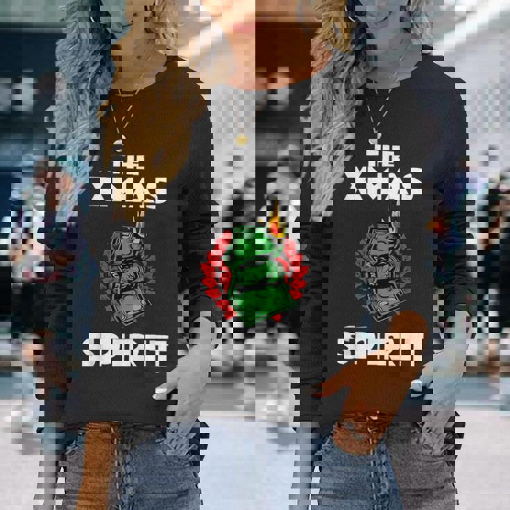 面白いクリスマス「The Xmaspirit」グラフィック 長袖Tシャツ 彼女への贈り物