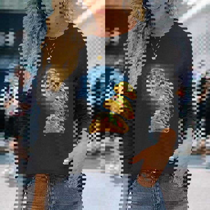 面白いタコスシャツ – タコス好きのタコスハウリングアットザムーン 長袖Tシャツ 彼女への贈り物