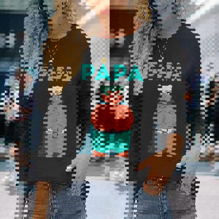 面白いパパベアシャツ I 父の日誕生日ギフト 長袖Tシャツ 彼女への贈り物