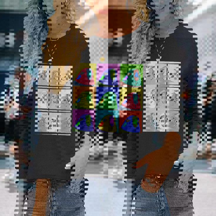 面白いポップアート オカメインコ かわいい鳥 オウム 長袖Tシャツ 彼女への贈り物