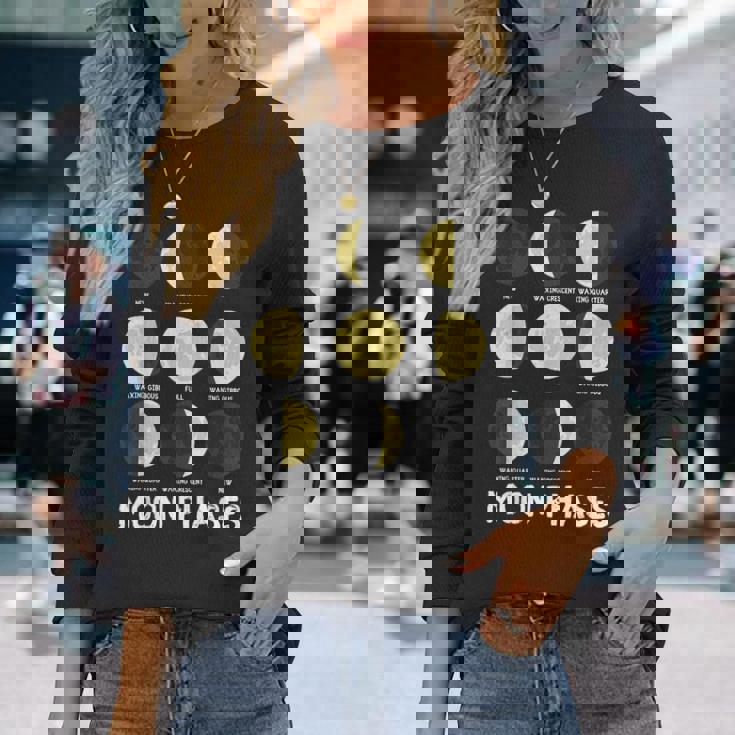 面白いムーンアート メンズ レディース キッズ ムーンフェイズ 宇宙科学 長袖Tシャツ 彼女への贈り物