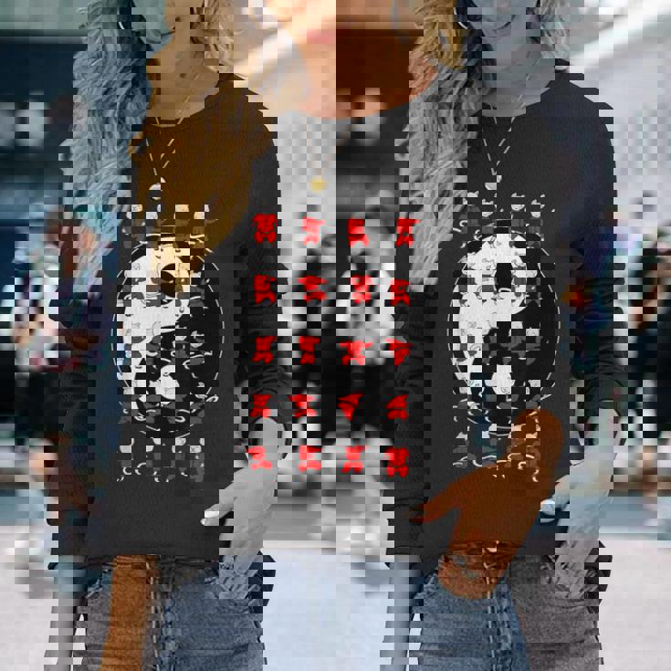 面白い太極拳猫が陰陽のデザインを動かす 長袖Tシャツ 彼女への贈り物