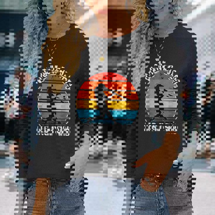 面白い野球の引用 長袖Tシャツ 彼女への贈り物