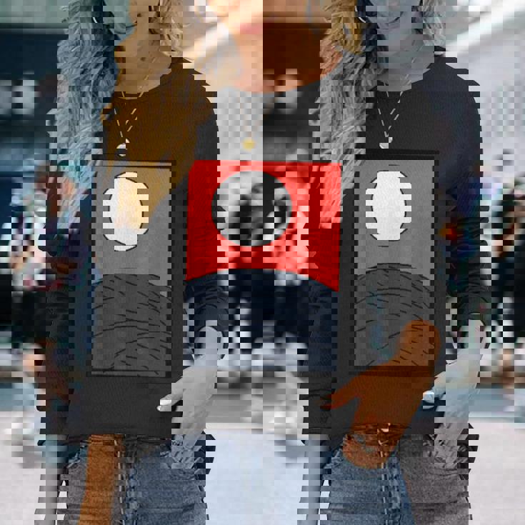 面白デザイン制作クラブオリジナルデザイン注目度no1日本のカルタ 花札 月 長袖Tシャツ 彼女への贈り物