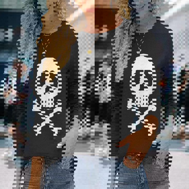 頭蓋骨、宇宙海賊、船長、パーティー、ハロウィーン、カーニバル 長袖Tシャツ 彼女への贈り物