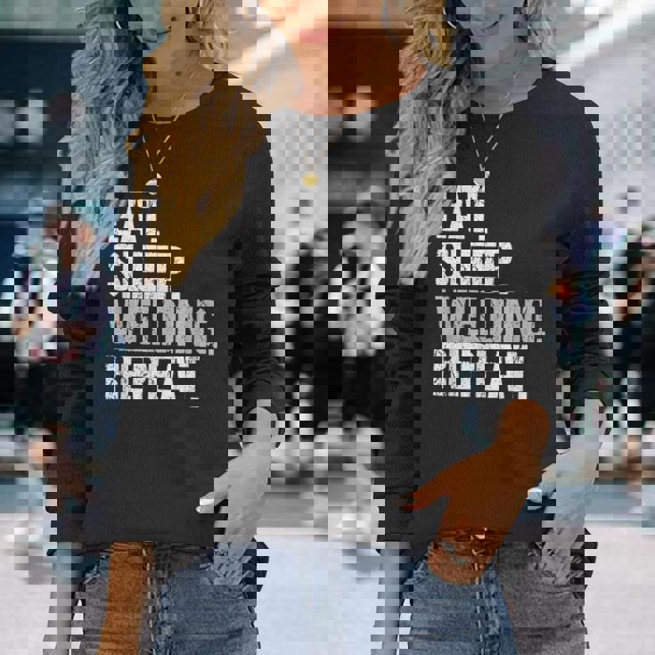 食べる睡眠溶接リピート溶接機 長袖Tシャツ 彼女への贈り物