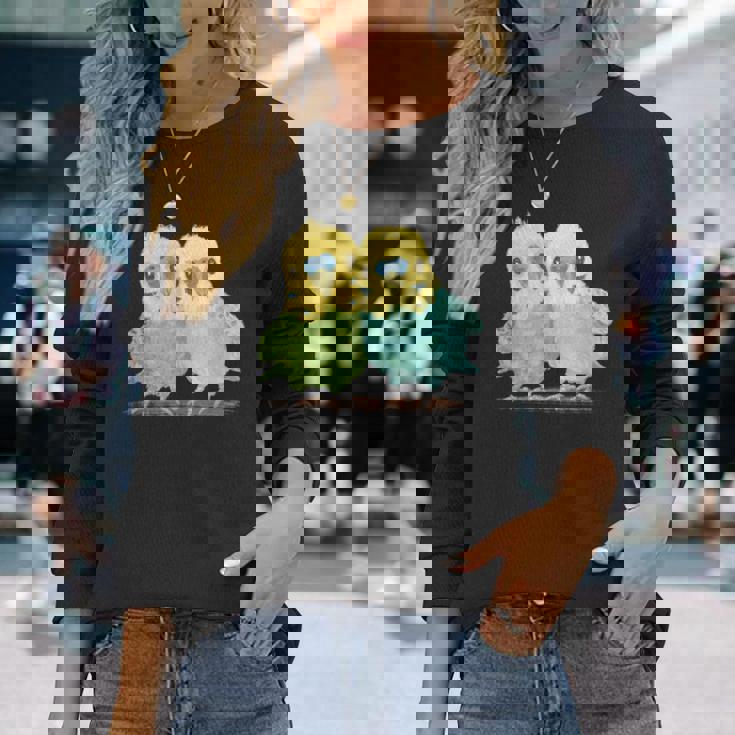 鳥 インコ かわいい ペット おもしろ 動物 イラスト 長袖Tシャツ 彼女への贈り物