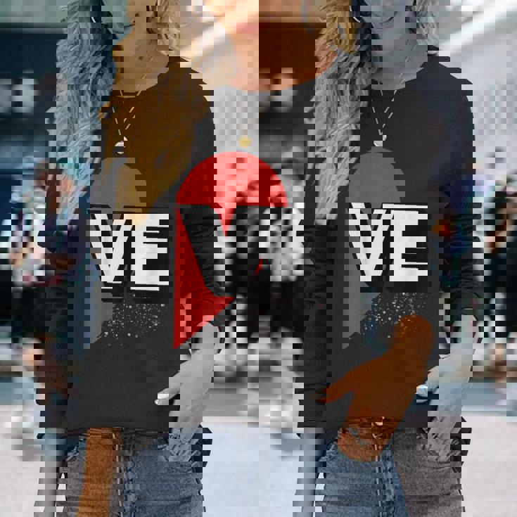 ２人で着るとハートが出来る Loveの文字になる 「Ve」カップル 恋人 長袖Tシャツ 彼女への贈り物