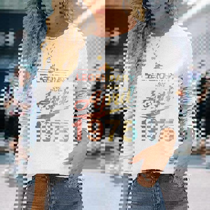 50Th Birthday 1975年4月生まれ 50歳 ヴィンテージ 長袖tシャツ 長袖Tシャツ 彼女への贈り物