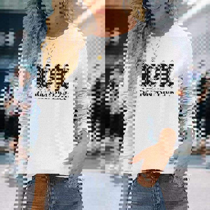 AcDcロックミュージックバンドバックブラックロゴ。 長袖Tシャツ 彼女への贈り物