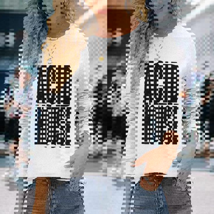 Acid House Music 90年代 Edm Rave Festival Dance Lover 長袖Tシャツ 彼女への贈り物