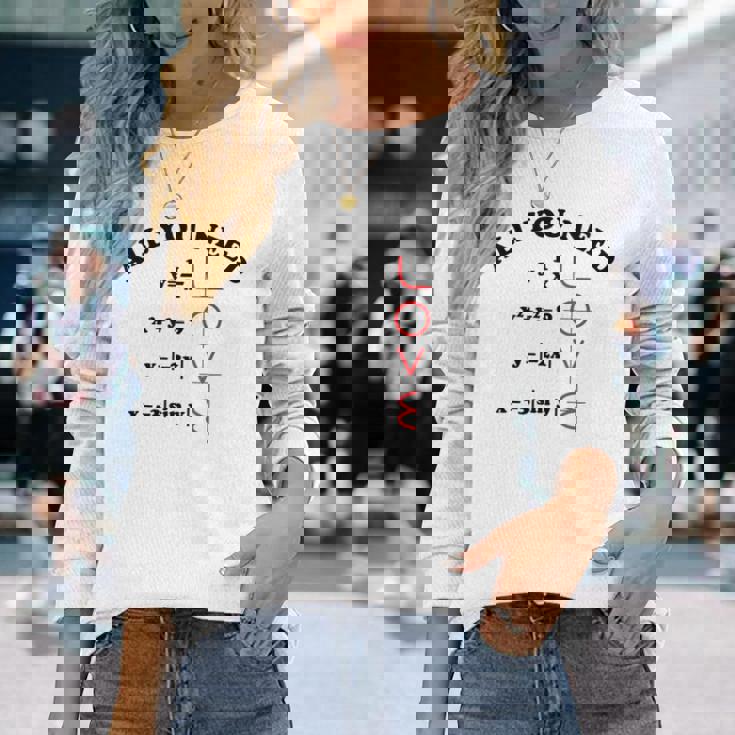 All You Need Is Love 数学グラフ方程式 黒文字 長袖Tシャツ 彼女への贈り物