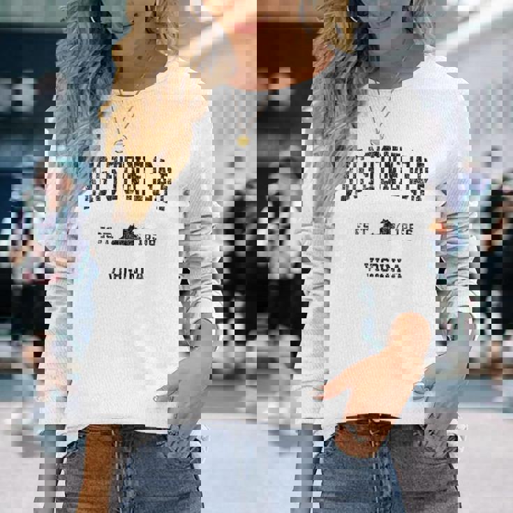 Bigtone Gap バージニアa ビンテージ スポーツデザイン ブラックプリント 長袖Tシャツ 彼女への贈り物