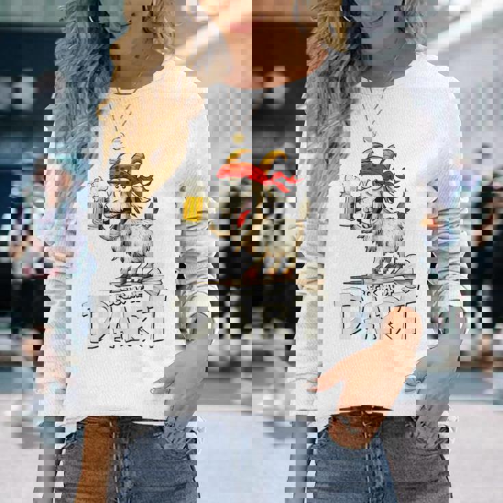 Bock Auf Dart ヤギとビールジョッキ 面白いダーツプレーヤー 長袖Tシャツ 彼女への贈り物