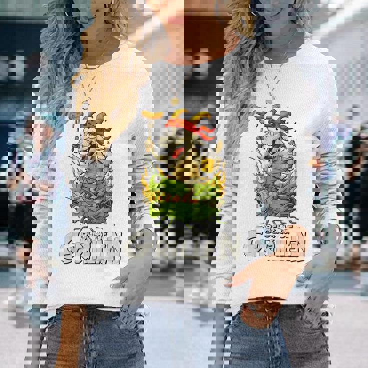 Bock Auf Grillen おもしろバーベキューアクセサリー ヤギ付きバーベキュー 長袖Tシャツ 彼女への贈り物