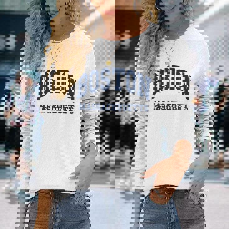 Boston Massachusetts Throwback Classic 長袖Tシャツ 彼女への贈り物