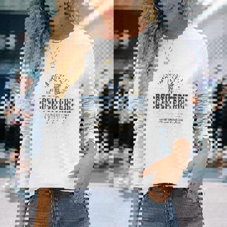 Boston Terrierギフトヴィンテージボストン・テリア 長袖Tシャツ 彼女への贈り物