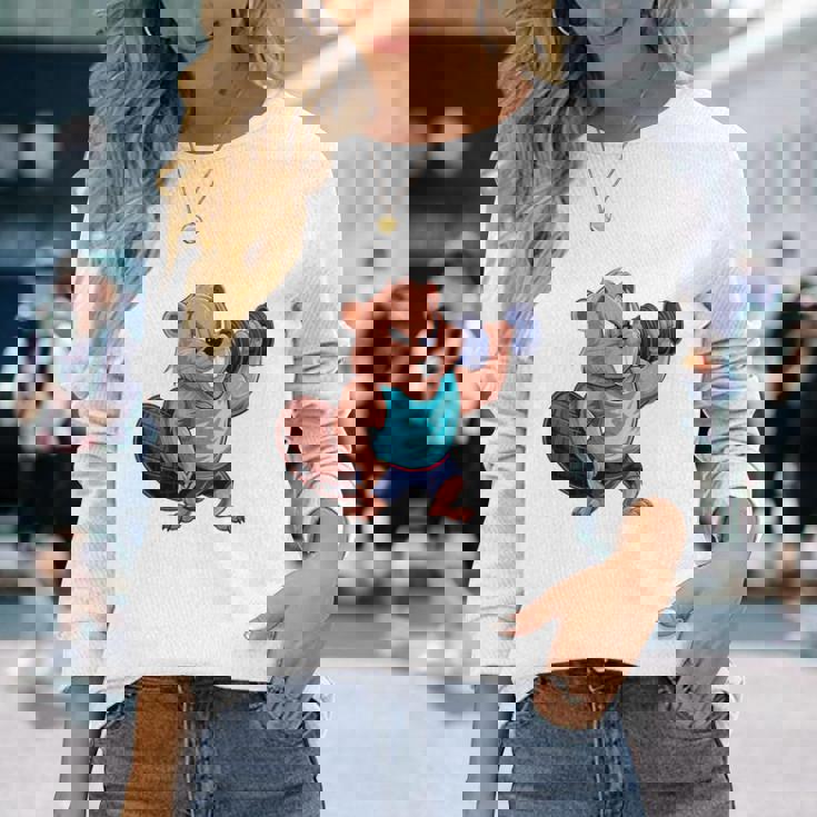 Bóbr Kurwa Gym Fitness Meme ボディービルダー&パンパー 長袖tシャツ 長袖Tシャツ 彼女への贈り物