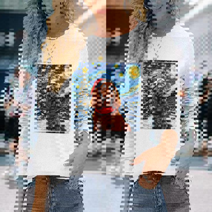 Cockerpanieltarry Night Christmasan Gogh Doganta Hat 長袖tシャツ 長袖Tシャツ 彼女への贈り物