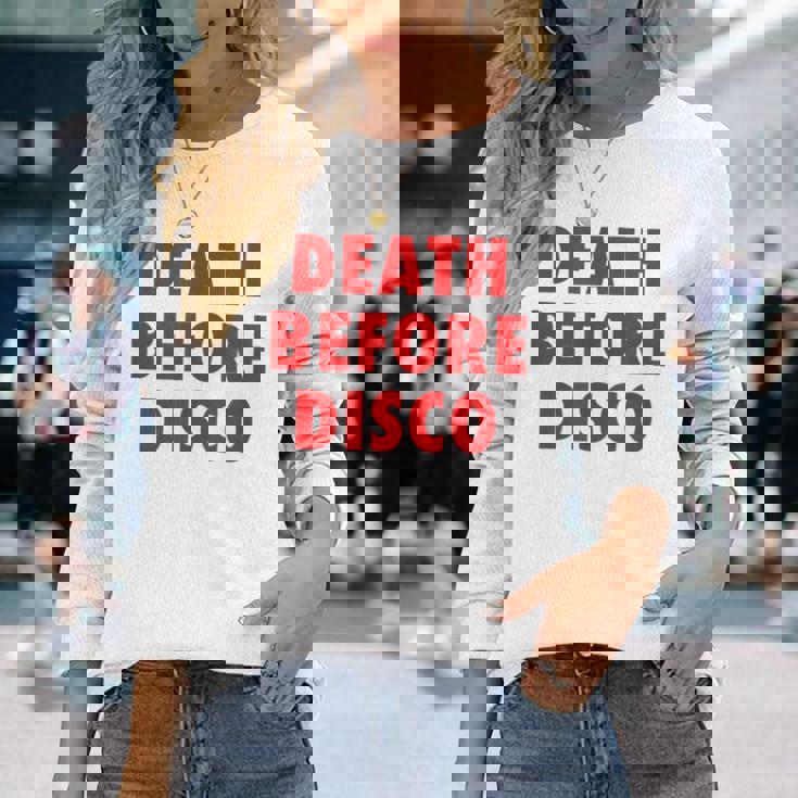 Death Before Disco Inspired メンズ レディース 80年代レトロ 長袖Tシャツ 彼女への贈り物