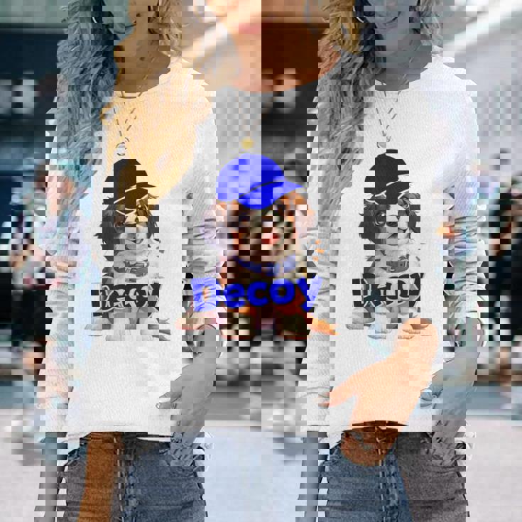 Decoy 愛犬 子犬 デコピン Decoy Kooikerhondje Puppy 長袖Tシャツ 彼女への贈り物