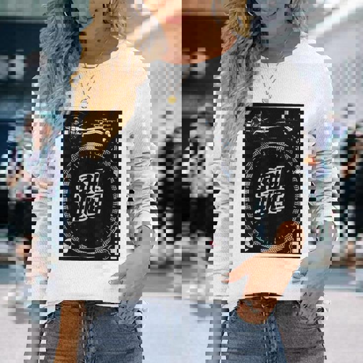 Dj ターンテーブル バトルレコードプレーヤー ディスク ジョッキー ミュージックディスコ 長袖Tシャツ 彼女への贈り物