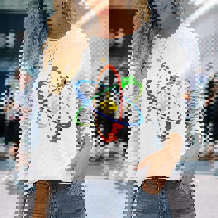 Gamer Atom コンソールプレーヤー ゲームコンピュータープログラマー 長袖tシャツ 長袖Tシャツ 彼女への贈り物