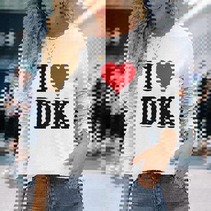 I Heart Dk Initials I Love DK First And Last Name D K 長袖Tシャツ 彼女への贈り物