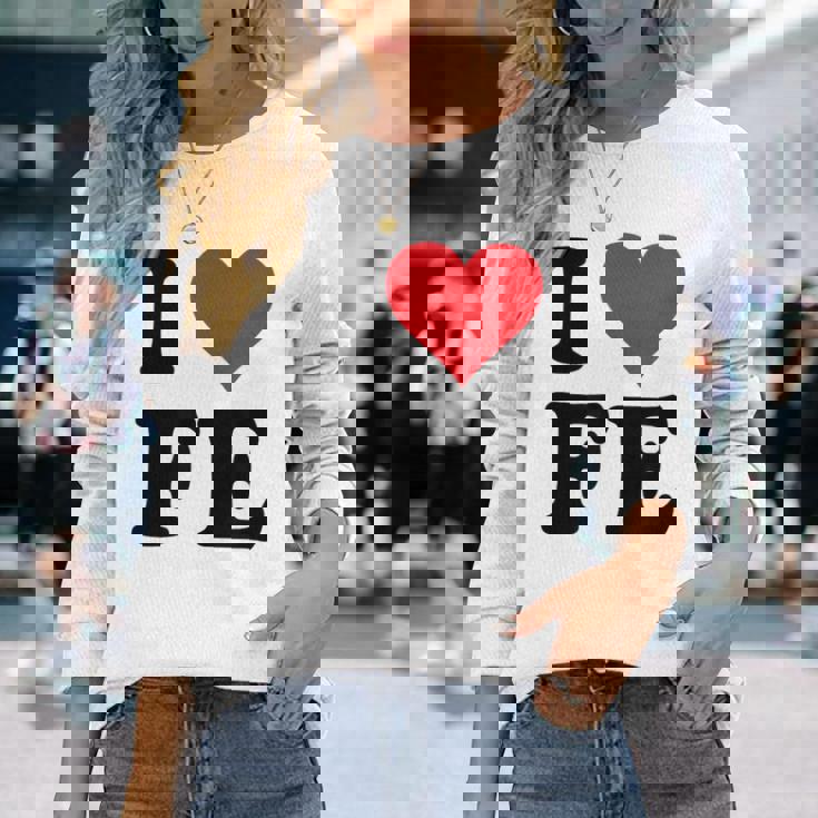 I Heart Fe Initials I Love FE First And Last Name F E 長袖Tシャツ 彼女への贈り物