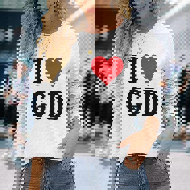 I Heart Gd Initials I Love GD First And Last Name G D 長袖Tシャツ 彼女への贈り物