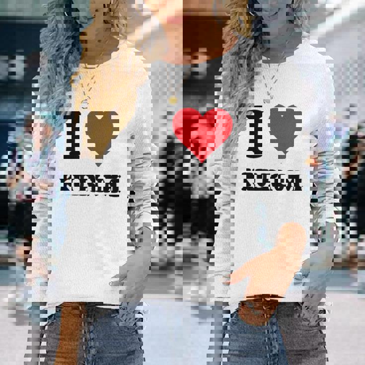 I Heart Kurumi ファーストネーム I Love パーソナライズ 長袖Tシャツ 彼女への贈り物