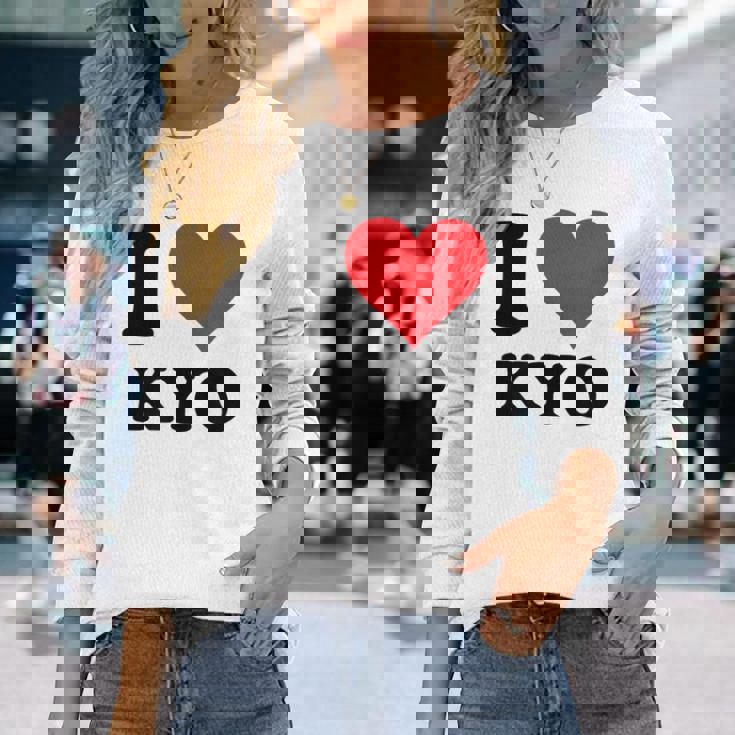 I Heart Kyo ファーストネーム I Love パーソナライズ 長袖Tシャツ 彼女への贈り物
