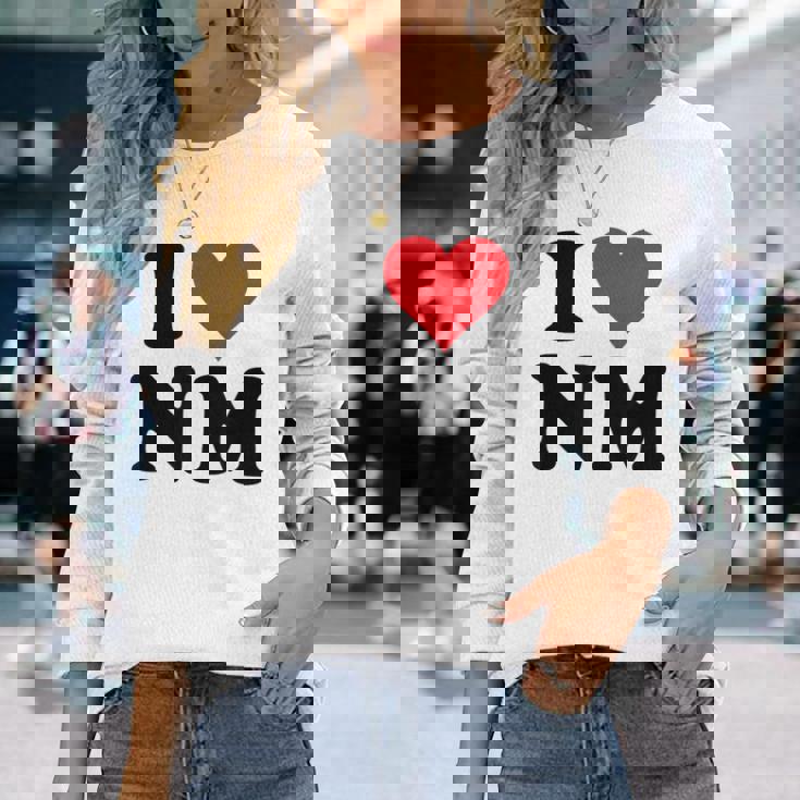 I Heart Nm Initials I Love NM First And Last Name N M 長袖Tシャツ 彼女への贈り物