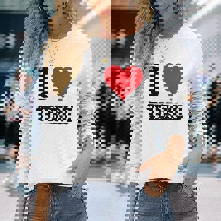 I Heart Teru 名 I Love パーソナライズ 長袖Tシャツ 彼女への贈り物