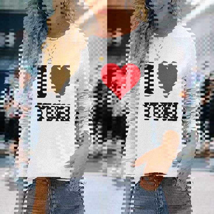 I Heart Yukiファーストネーム I Love パーソナライズ 長袖Tシャツ 彼女への贈り物