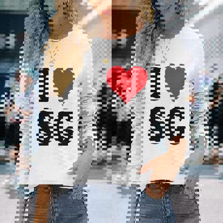 I Heartg イニシャル I LoveG 姓 G 長袖Tシャツ 彼女への贈り物