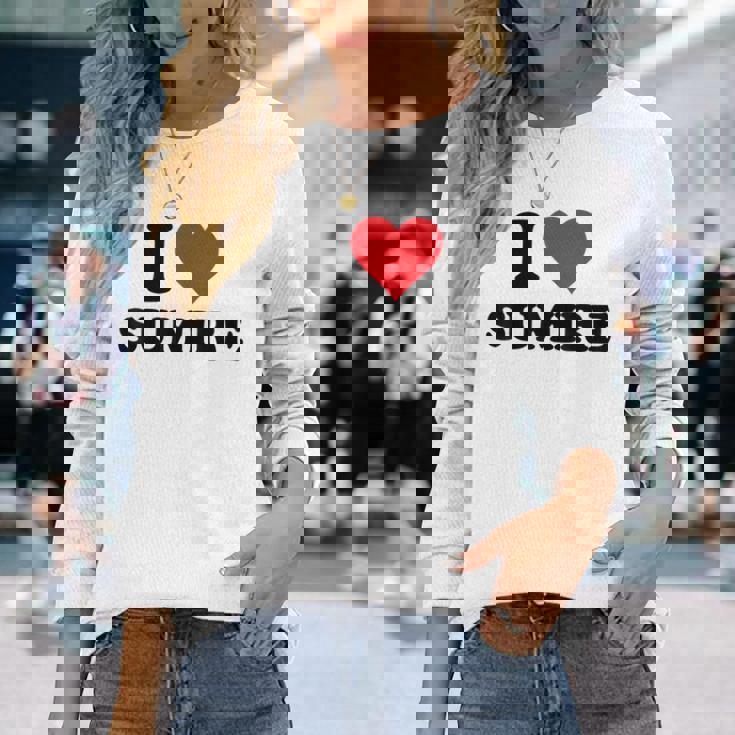 I Heartumire 名 I Love パーソナライズ 長袖Tシャツ 彼女への贈り物