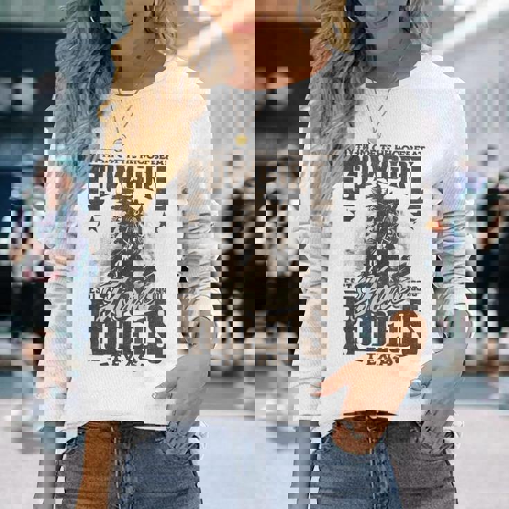 Hoofbeatのリズム カウガール 馬 ロデオ テキサスホース 長袖Tシャツ 彼女への贈り物