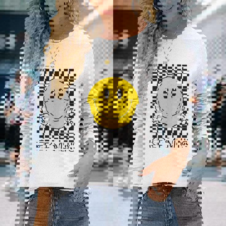 Keepmiling キュート 黄色 幸せ 平和 笑顔 ポジティブ 長袖Tシャツ 彼女への贈り物