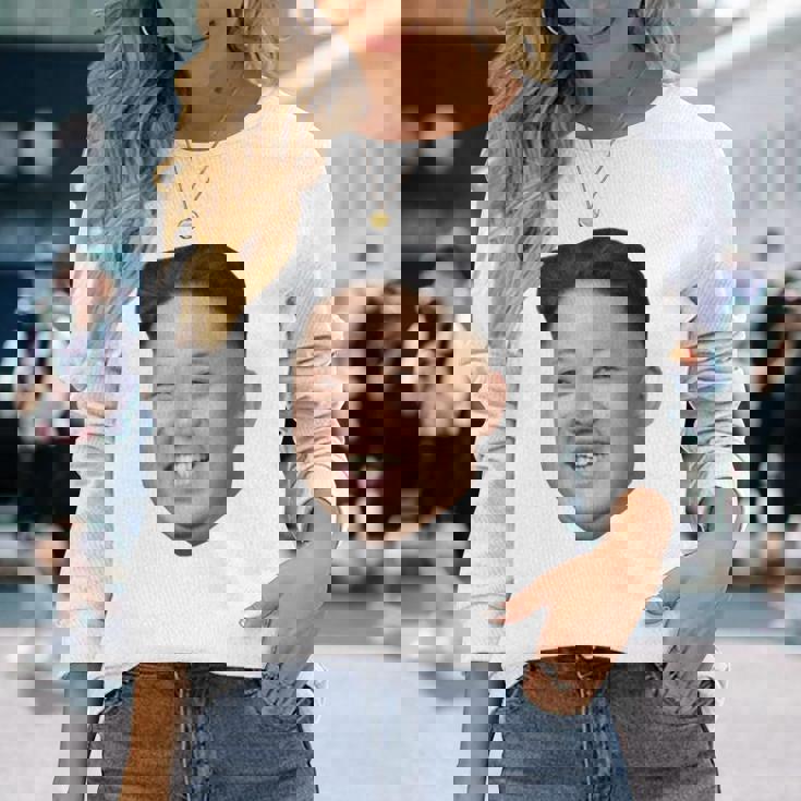 Kim Jong Un Big Face ロケットマン 北朝鮮パロディ 長袖Tシャツ 彼女への贈り物