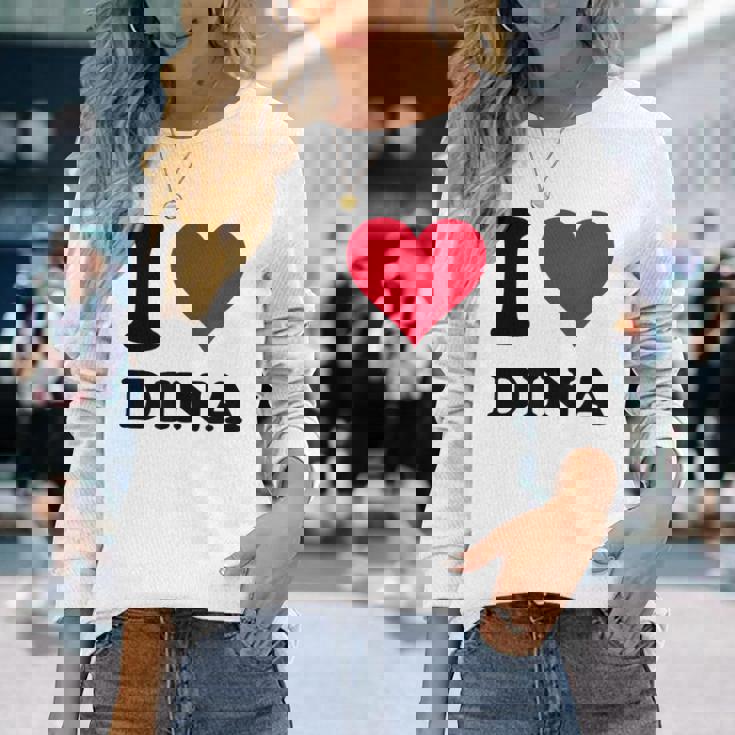 I Love Dina 長袖Tシャツ 彼女への贈り物