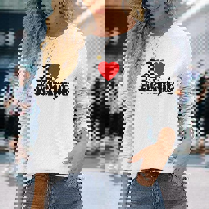 I Love Heart Jackpotslotslot Machines カジノラスベガス 長袖Tシャツ 彼女への贈り物